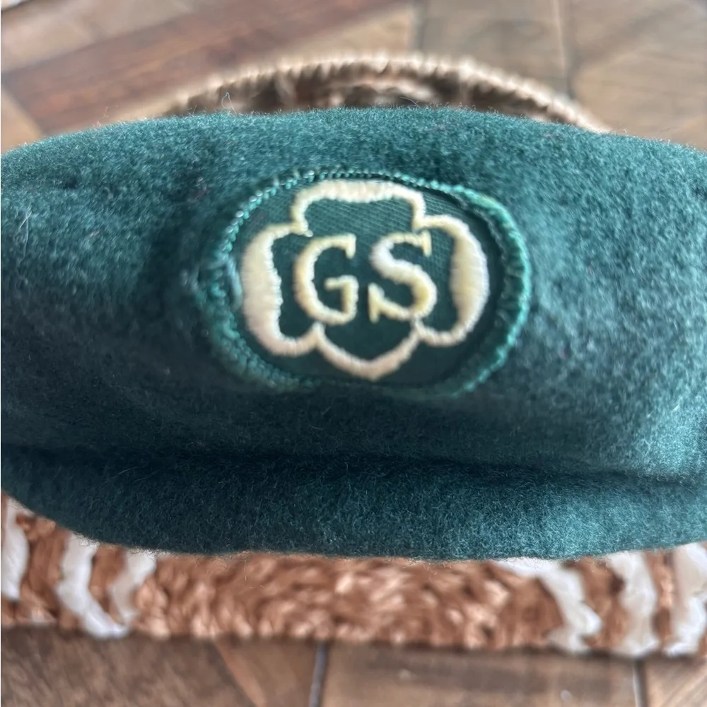 VINTAGE 1960’S GIRL SCOUTS GREEN KANGUL BERET 100% WOOL
